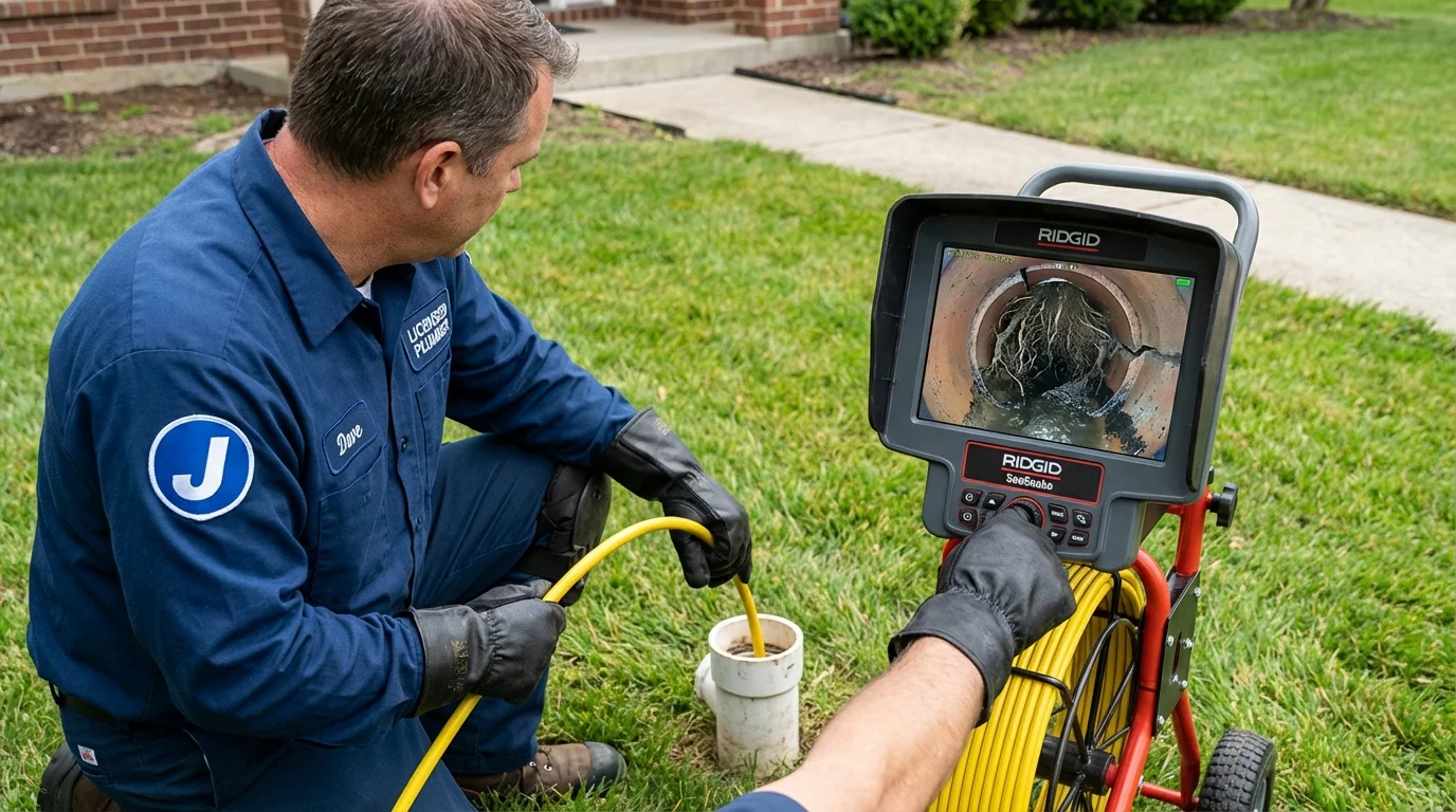 Sewer camera inspection being performed by Johns Plumbing LLC in Osseo