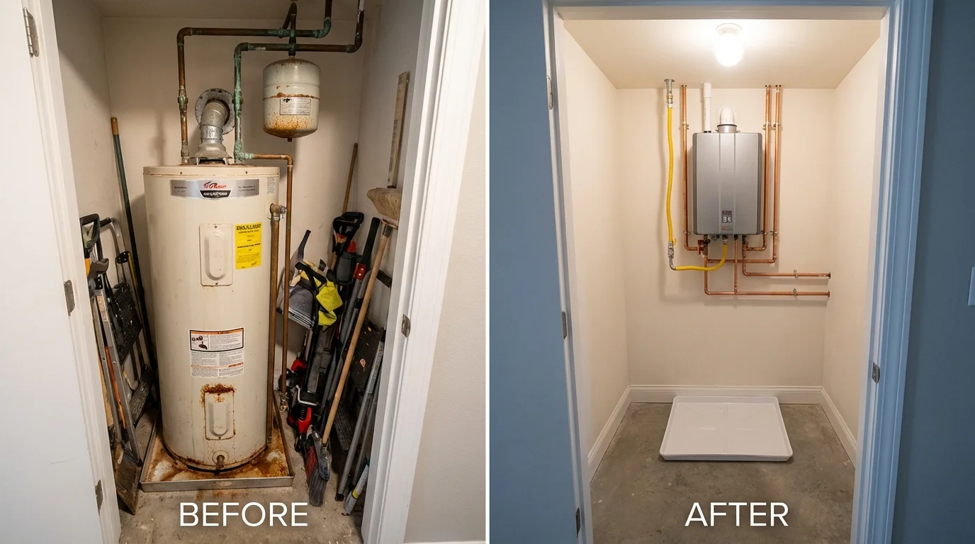 Tank water heater versus wall-mounted tankless unit comparison for Osseo, WI homeowners